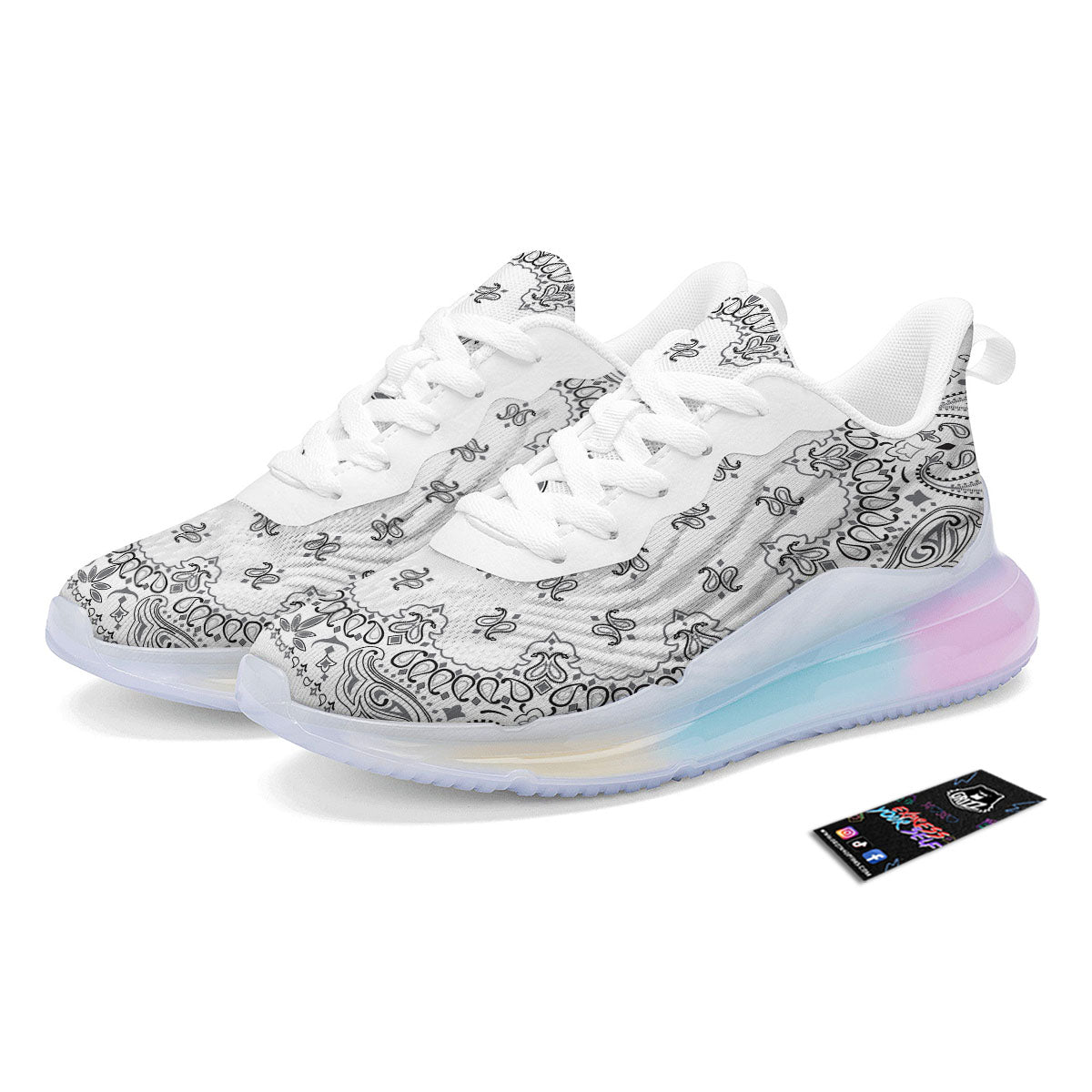 Bandana White And Black Print Running Sneakers-grizzshop