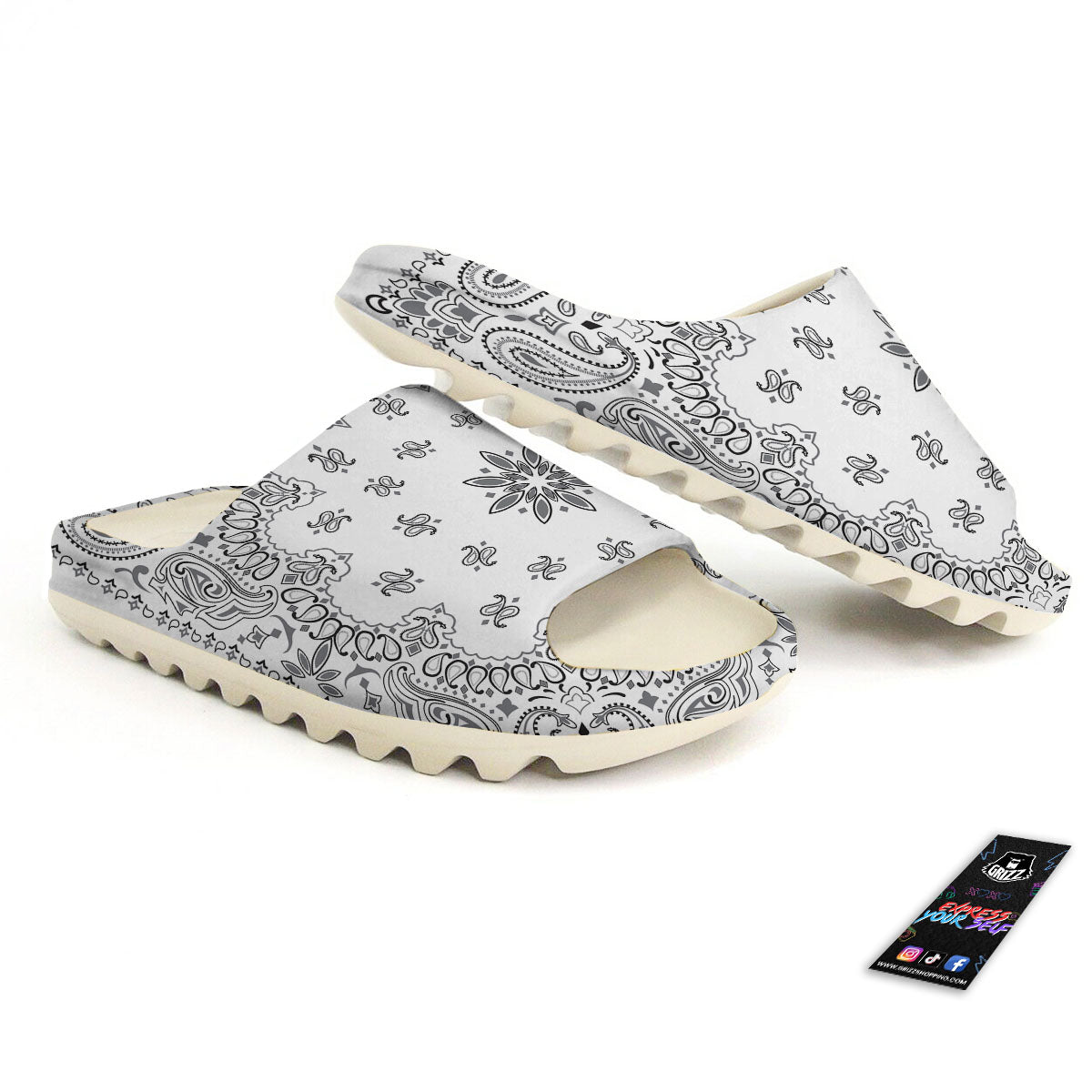 Bandana White And Black Print Sandals-grizzshop