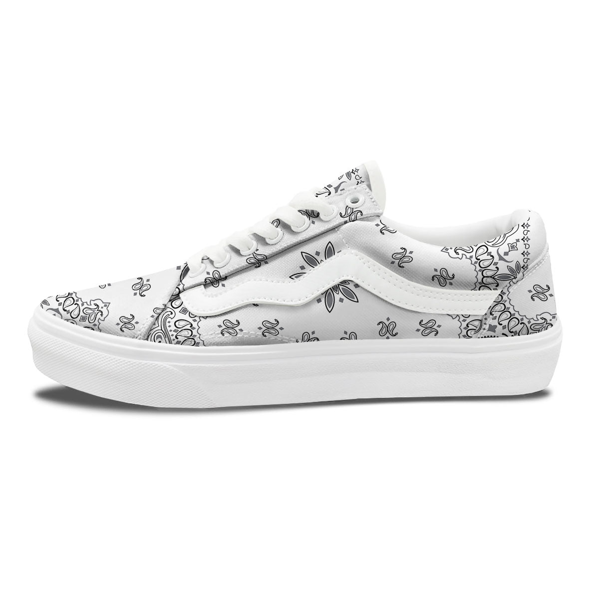 Bandana White And Black Print Skate Shoes-grizzshop