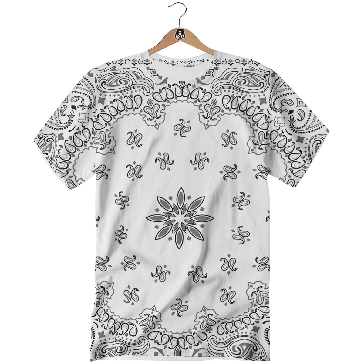 Bandana White And Black Print T-Shirt-grizzshop