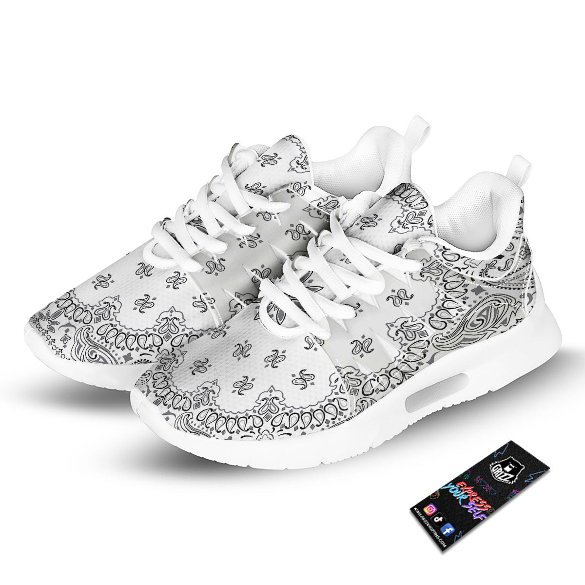 Bandana White And Black Print Tennis Shoes-grizzshop