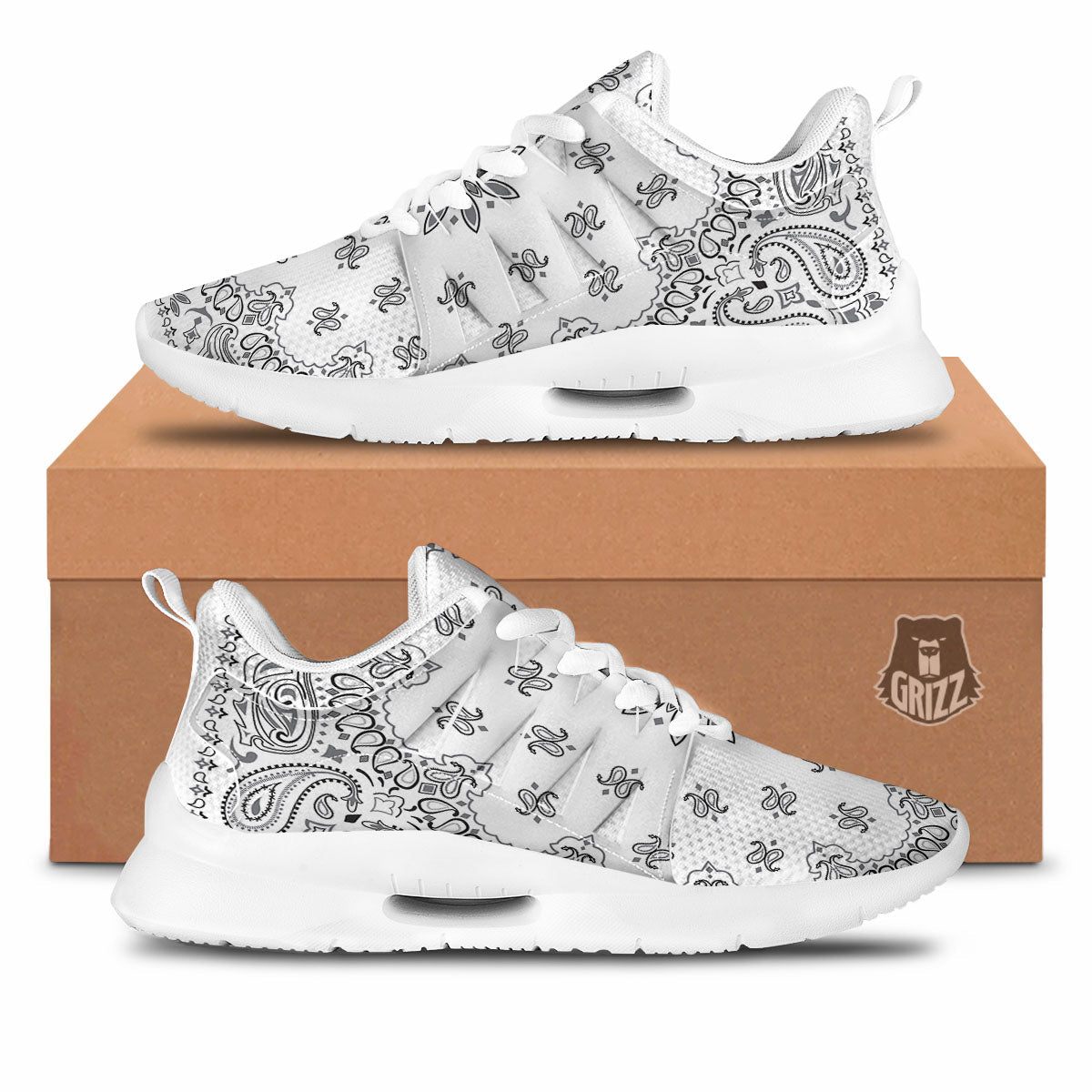 Bandana White And Black Print Tennis Shoes-grizzshop