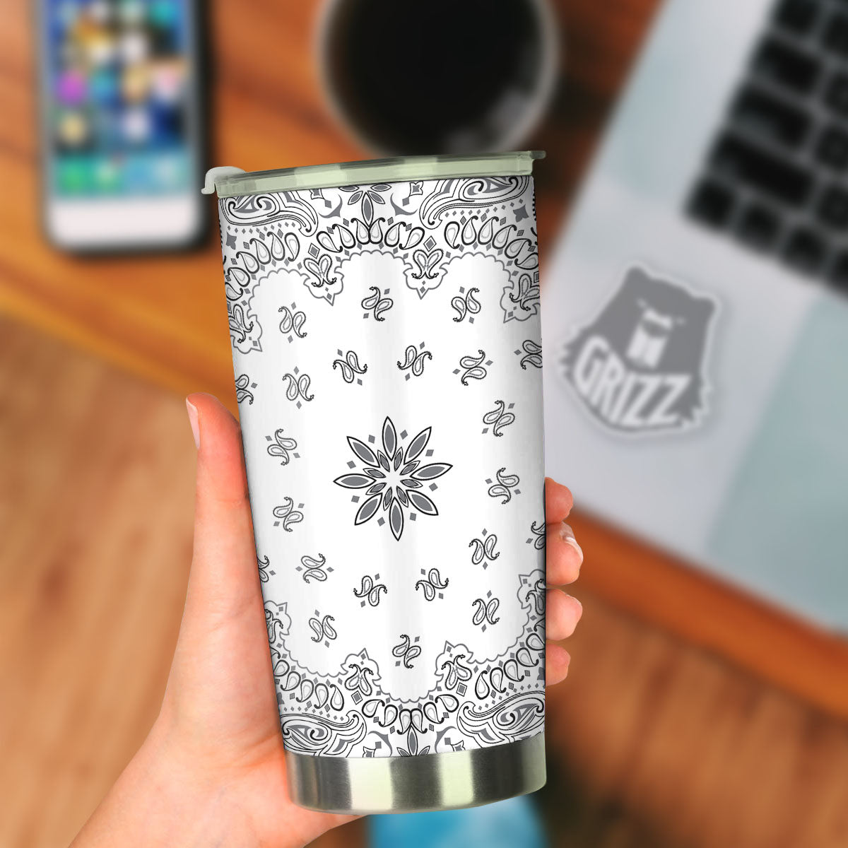 Bandana White And Black Print Tumbler-grizzshop