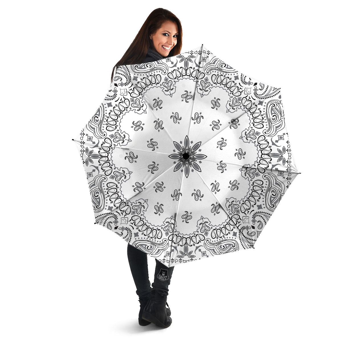 Bandana White And Black Print Umbrella-grizzshop