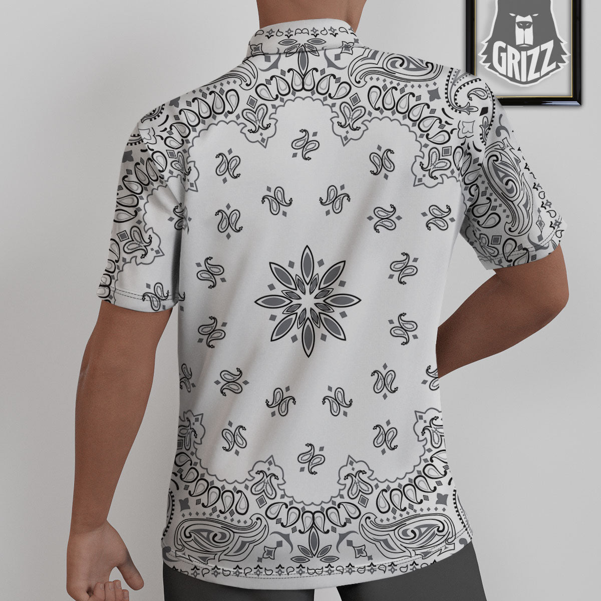 Bandana White And Black Print Untucked Shirts-grizzshop