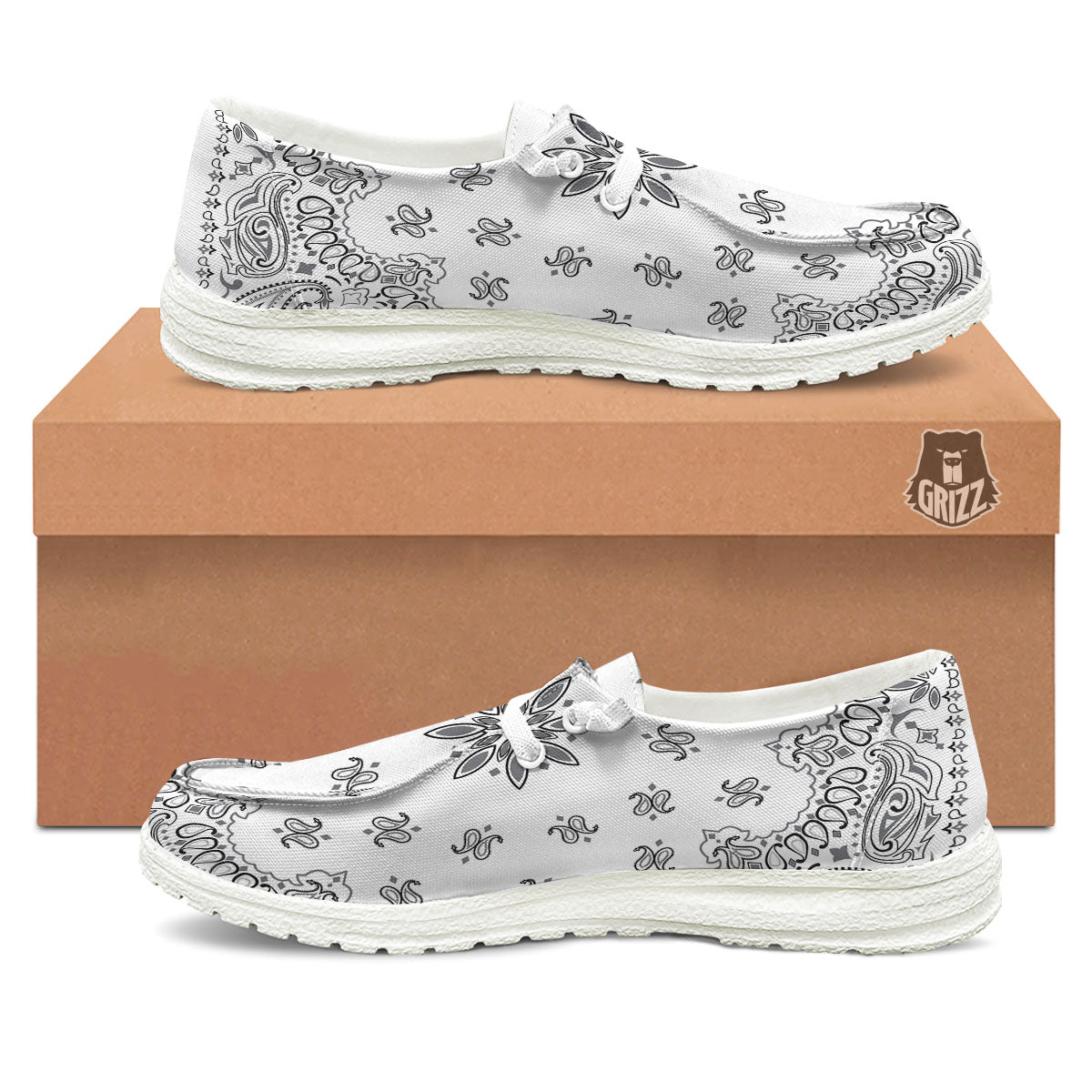 Bandana White And Black Print White Loafers-grizzshop