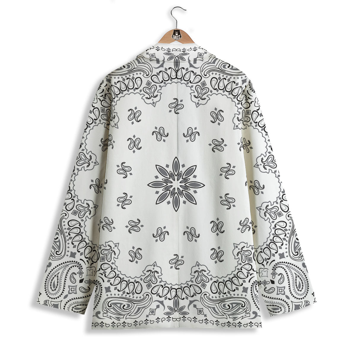 Bandana White And Black Print Women's Blazer-grizzshop