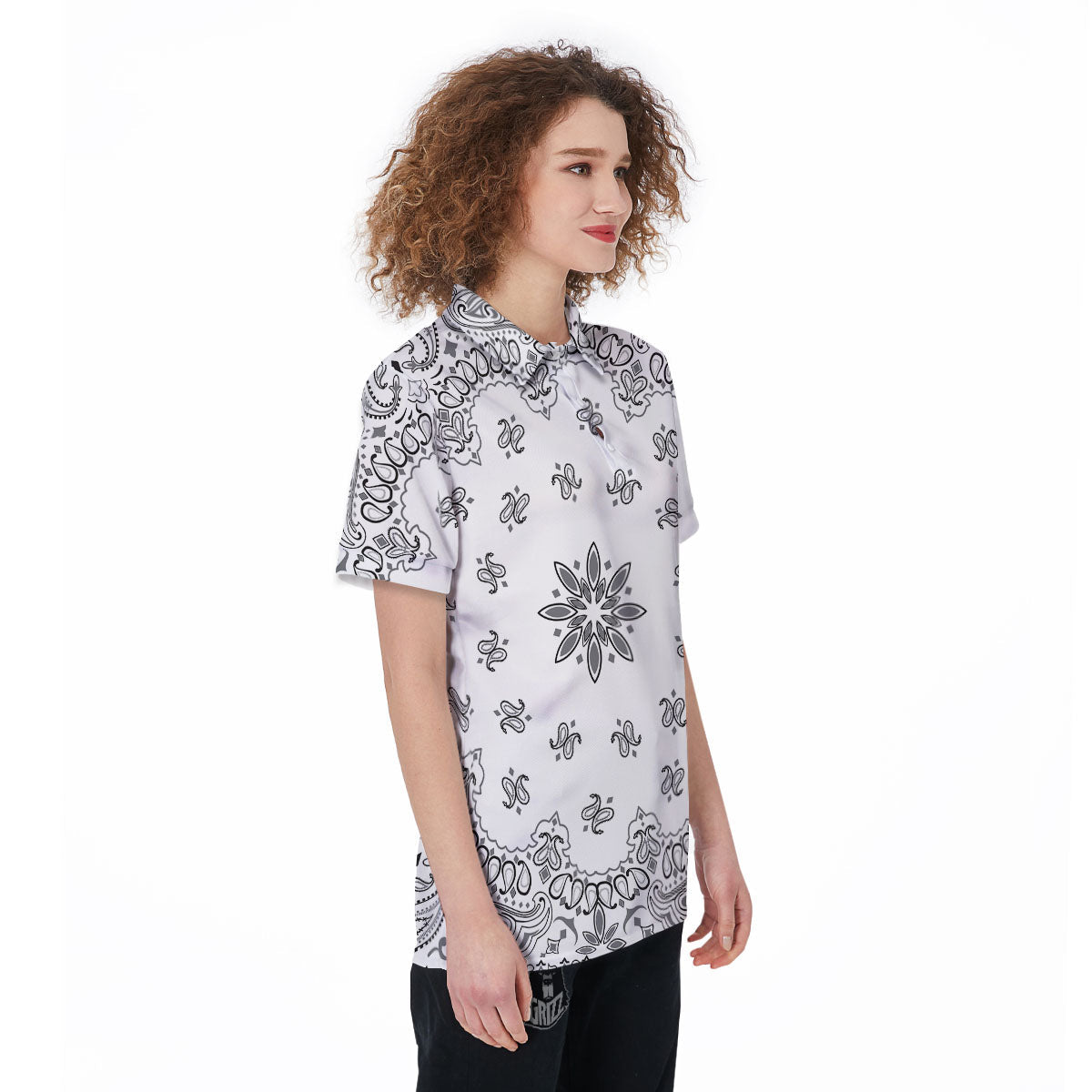 Bandana White And Black Print Women's Golf Shirts-grizzshop