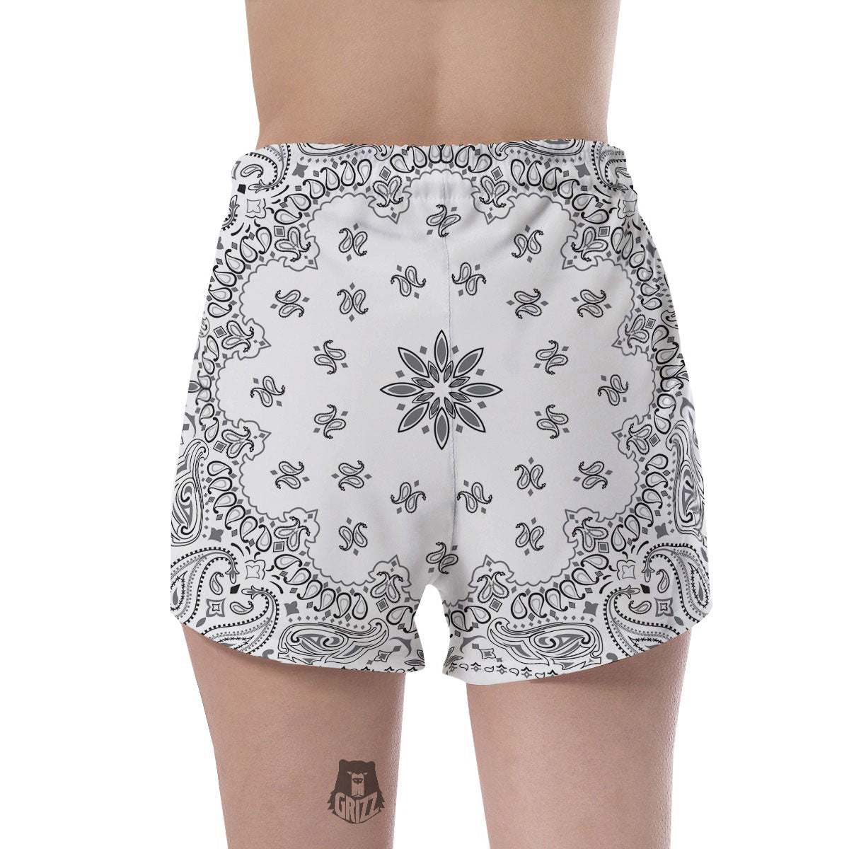 Bandana White And Black Print Women's Shorts-grizzshop