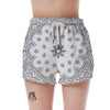 Bandana White And Black Print Women's Shorts-grizzshop