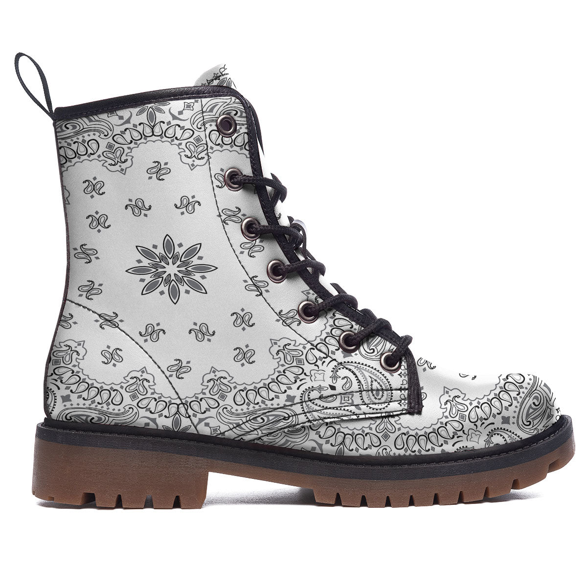 Bandana White And Black Print Work Boots-grizzshop