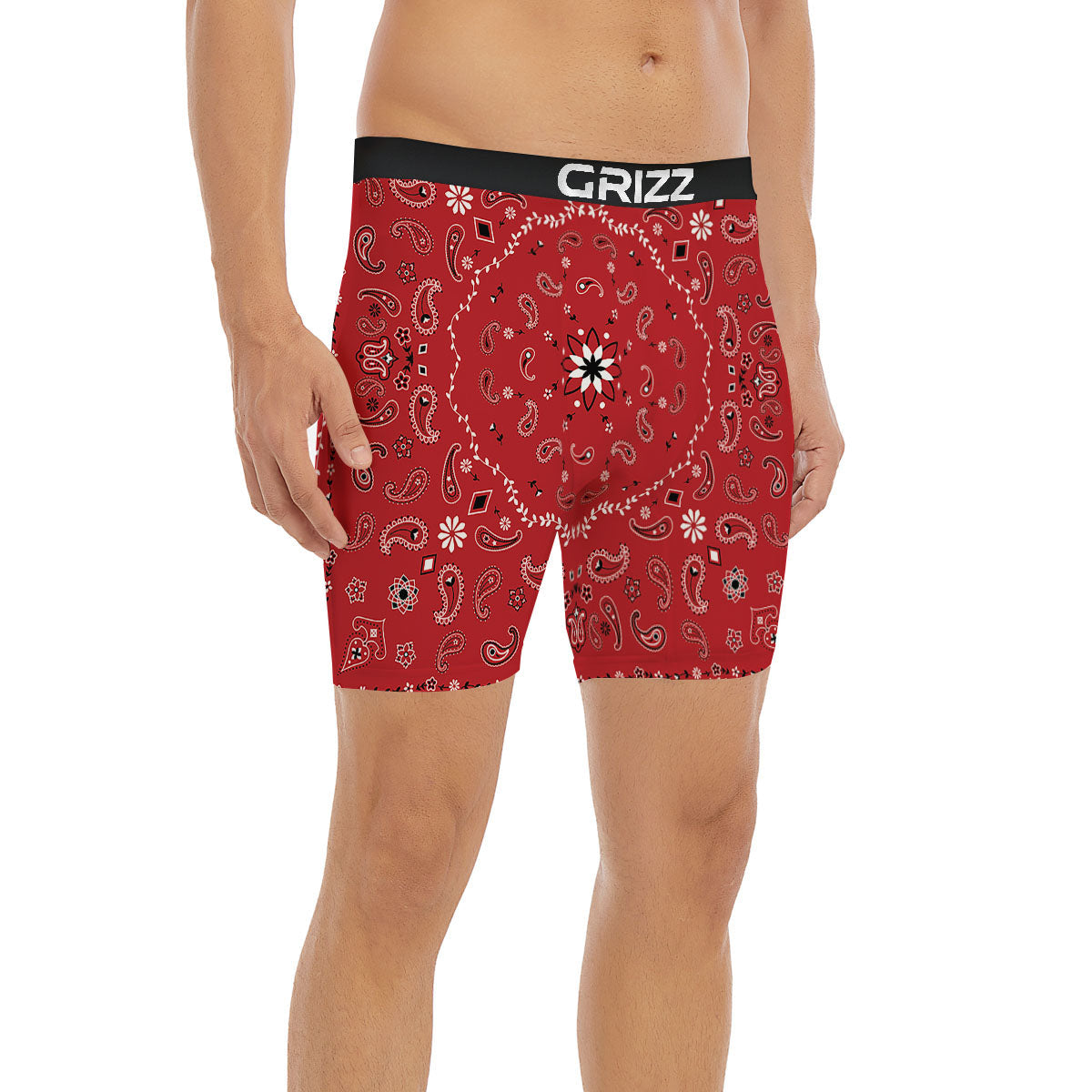 Bandana White And Red Print Boxer Briefs-grizzshop