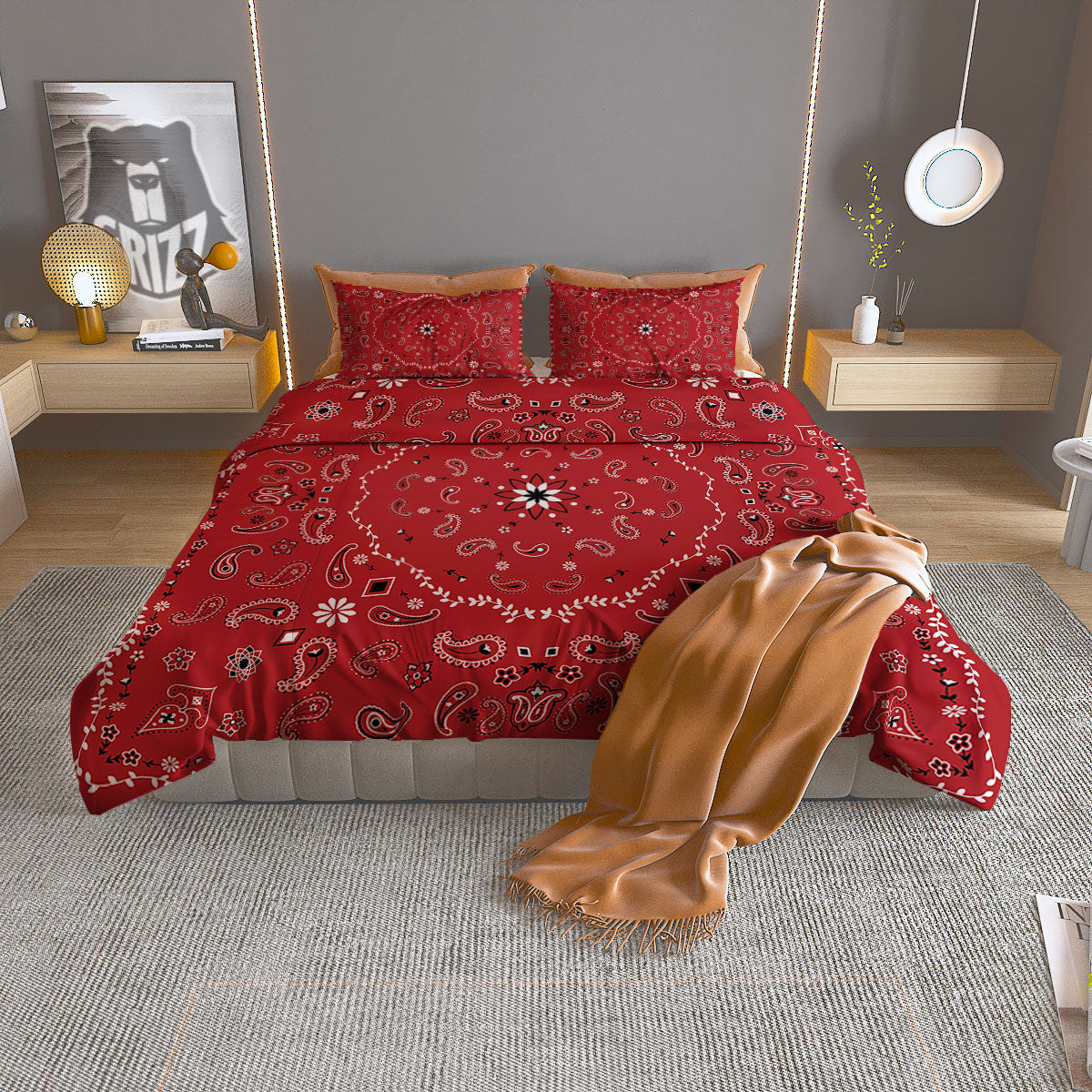 Banana Leaf Turquoise Print Pattern Duvet Cover Bedding Set