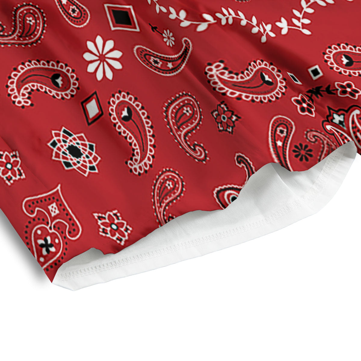 Bandana White And Red Print Men's Athletic Shorts
