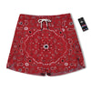 Bandana White And Red Print Men's Running Shorts-grizzshop