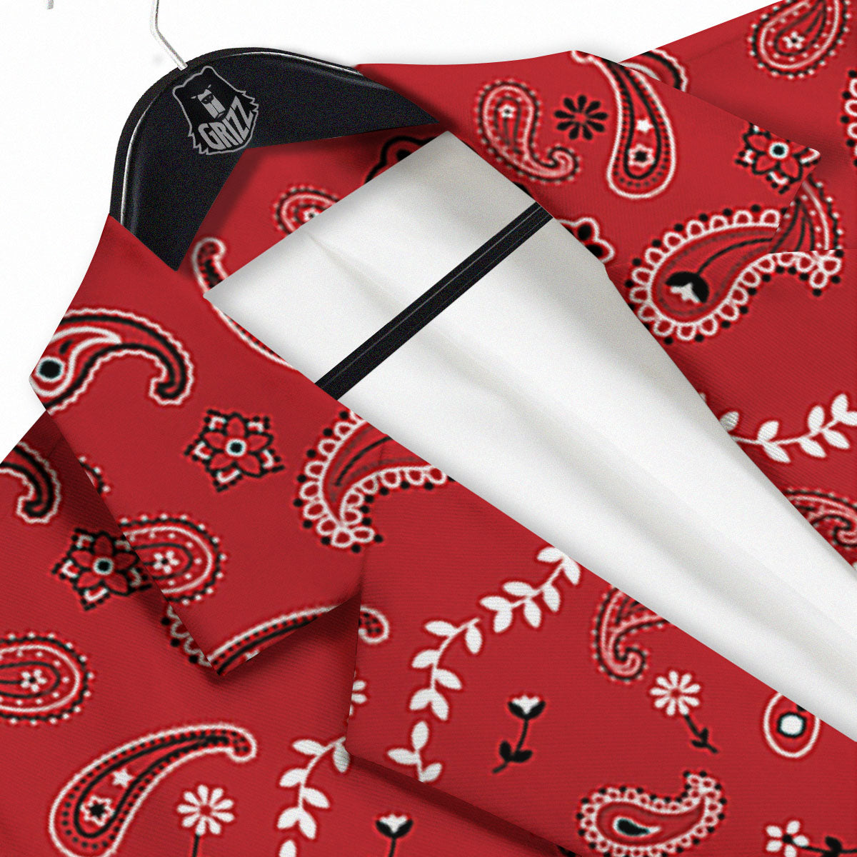 Bandana White And Red Print Men's Sport Coat-grizzshop