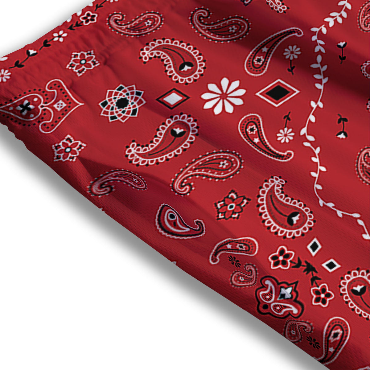 Bandana White And Red Print Mesh Shorts