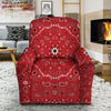 Bandana White And Red Print Recliner Slipcover-grizzshop