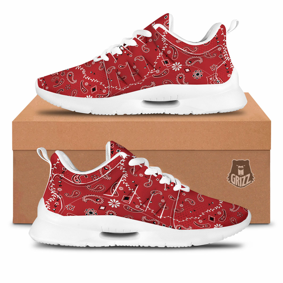 Bandana White And Red Print Tennis Shoes-grizzshop