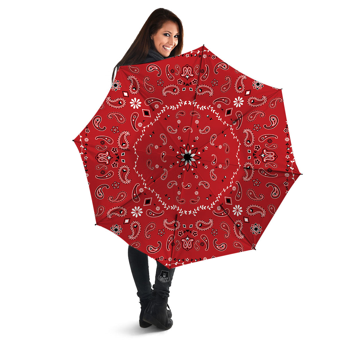 Bandana White And Red Print Umbrella-grizzshop