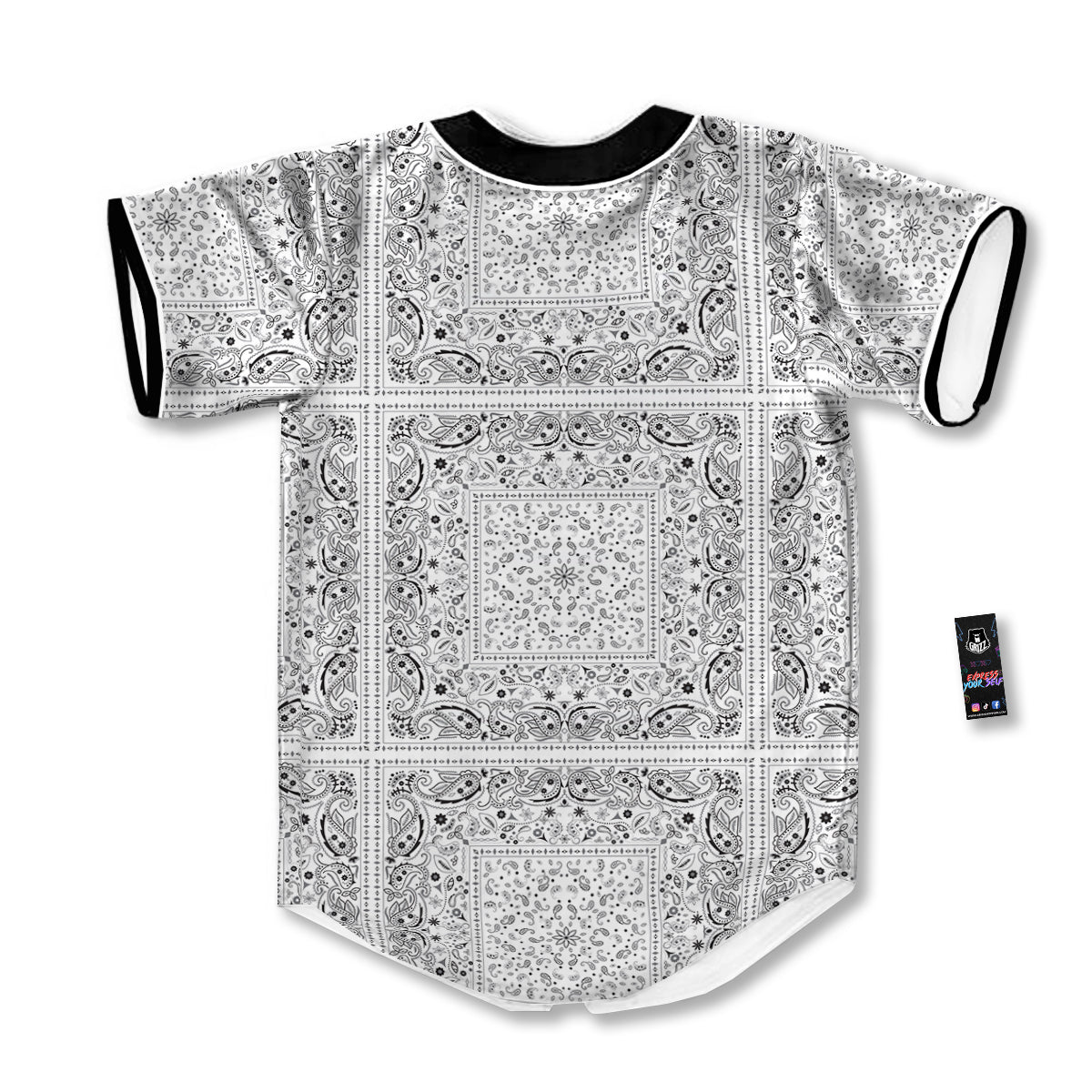 Bandana White Paisley Print Pattern Baseball Jersey-grizzshop