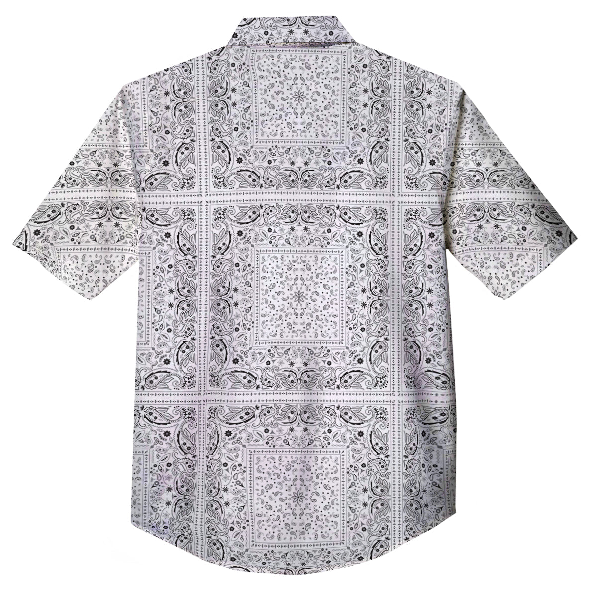 Bandana White Paisley Print Pattern Button Up Shirt-grizzshop