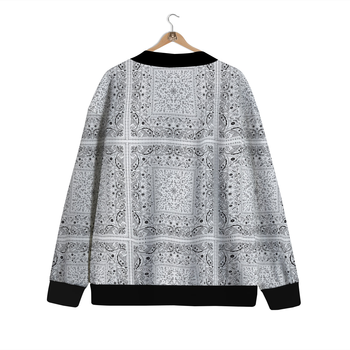 Bandana White Paisley Print Pattern Cardigan-grizzshop