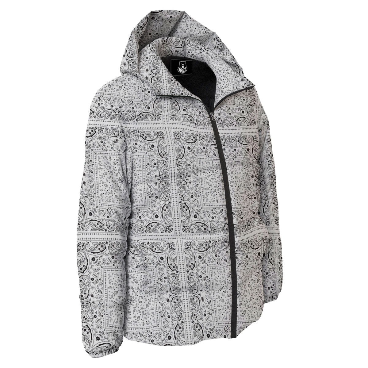 Bandana White Paisley Print Pattern Down Jacket-grizzshop