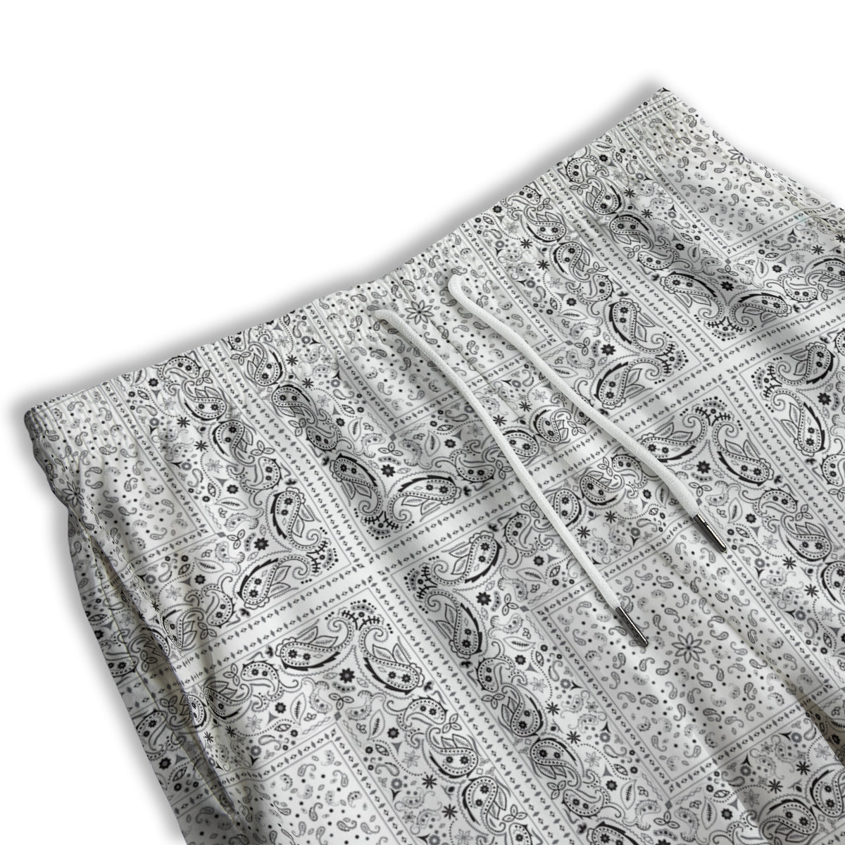 Bandana White Paisley Print Pattern Men's Athletic Shorts