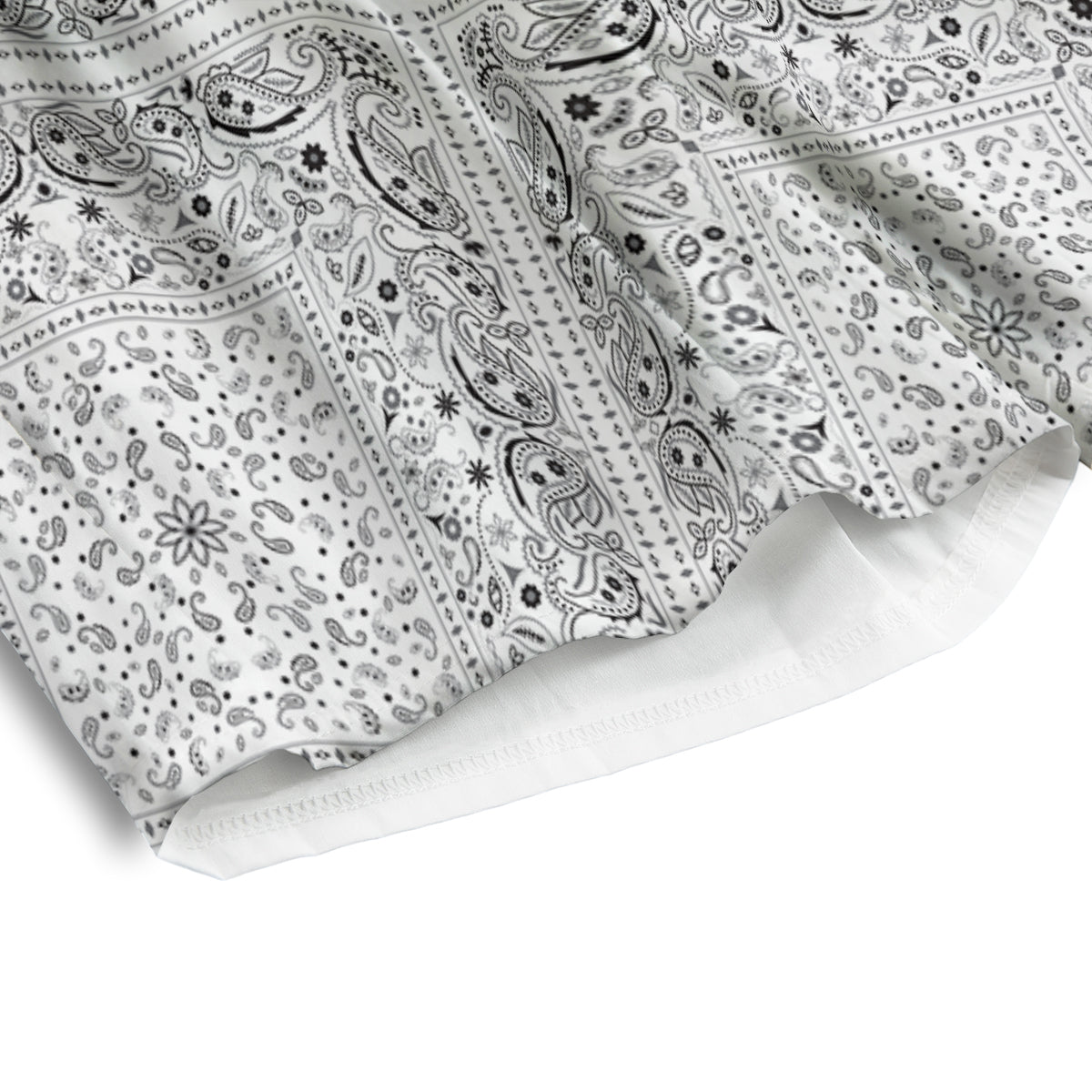 Bandana White Paisley Print Pattern Men's Athletic Shorts