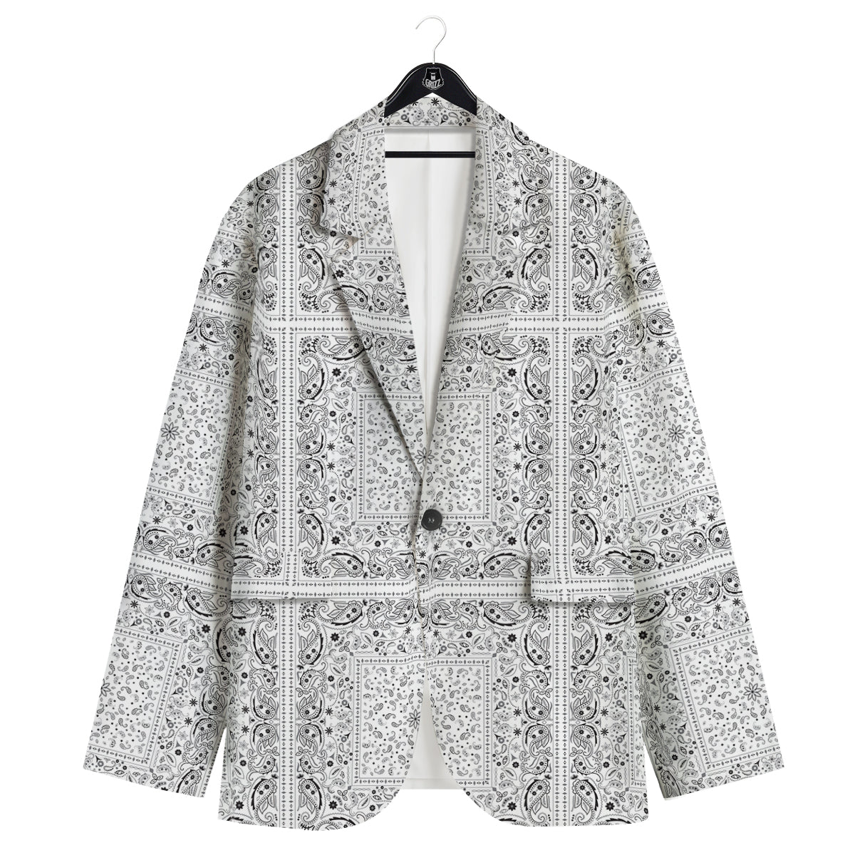Bandana White Paisley Print Pattern Men's Sport Coat-grizzshop