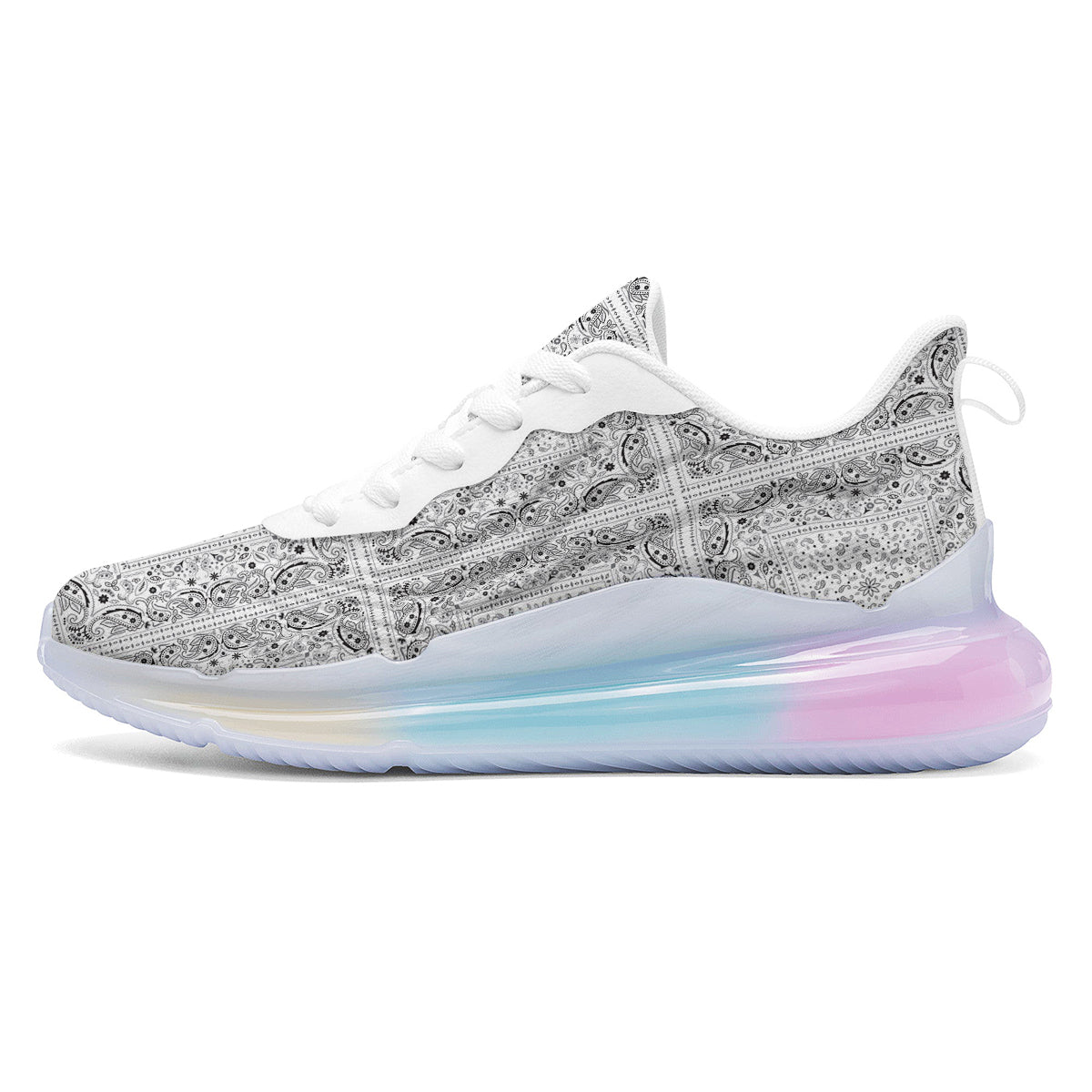 Bandana White Paisley Print Pattern Running Sneakers-grizzshop