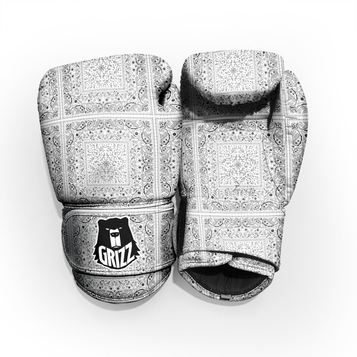 Bandana White Paisley Print Pattern Pro Boxing Glove