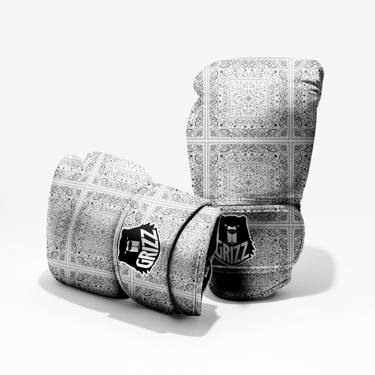 Bandana White Paisley Print Pattern Pro Boxing Glove