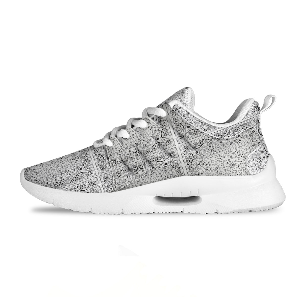 Bandana White Paisley Print Pattern Tennis Shoes-grizzshop
