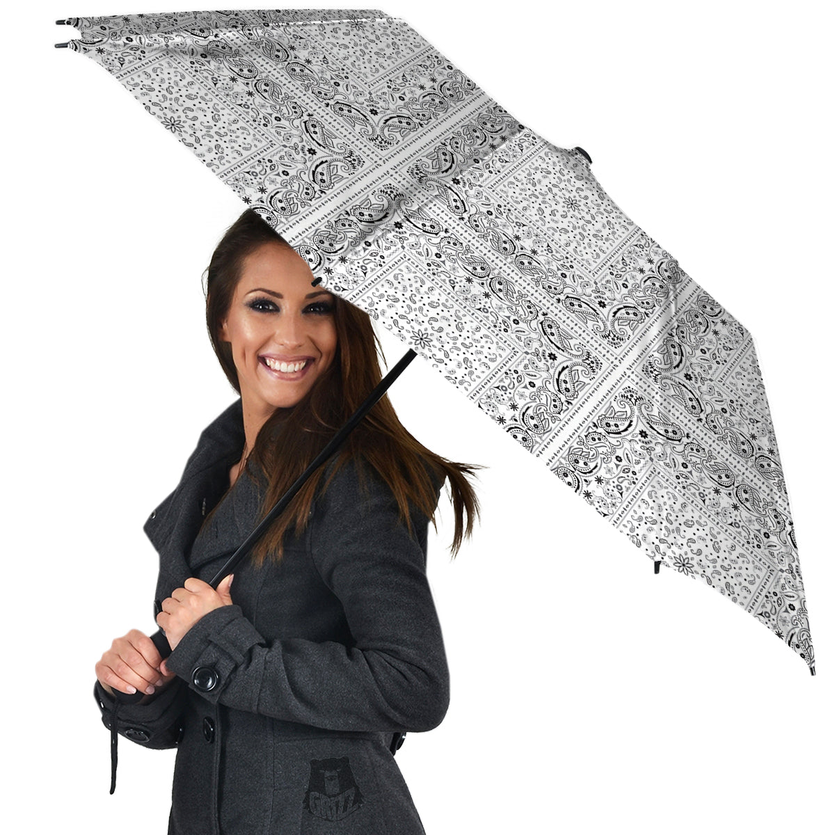 Bandana White Paisley Print Pattern Umbrella-grizzshop