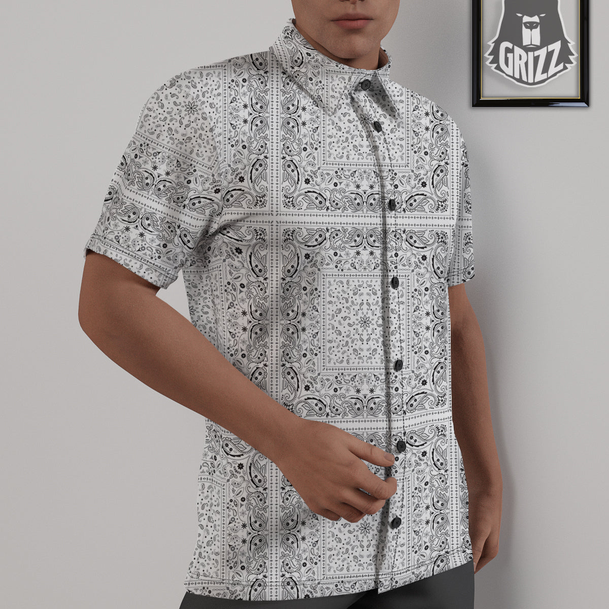Bandana White Paisley Print Pattern Untucked Shirts-grizzshop