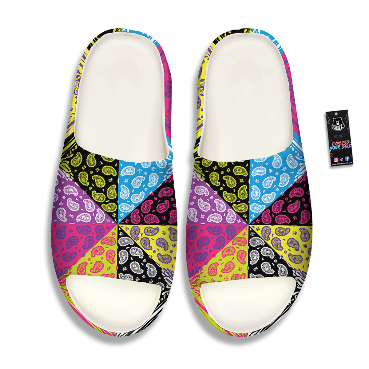 Bandana Paisley Colorful Square Print Sandals-grizzshop