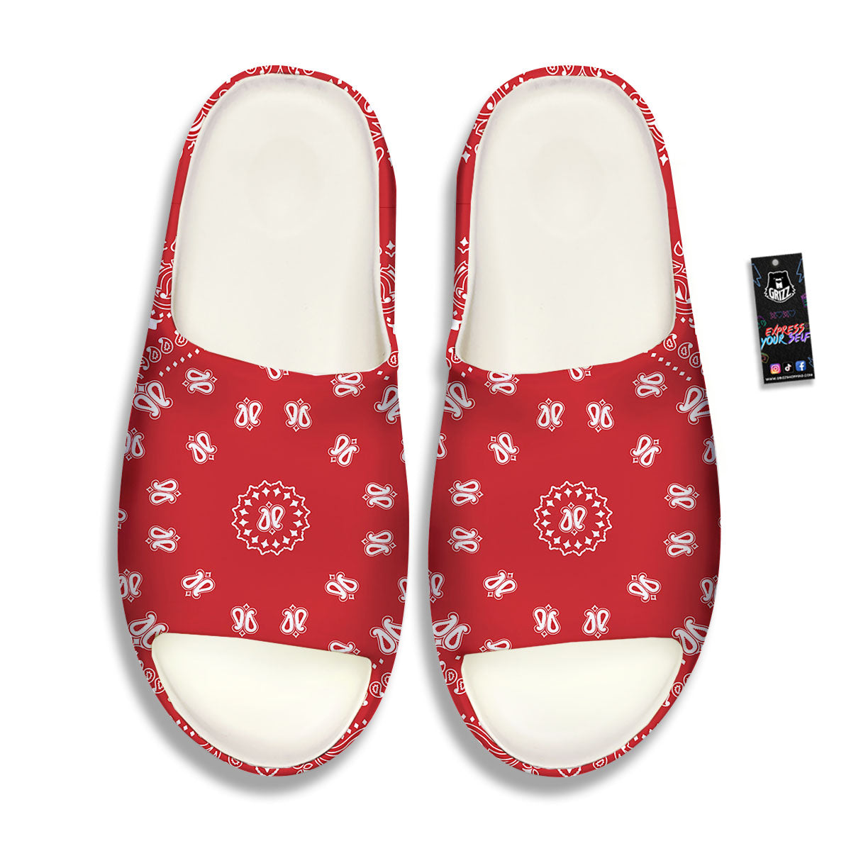 Bandana Red Paisley Print Sandals-grizzshop