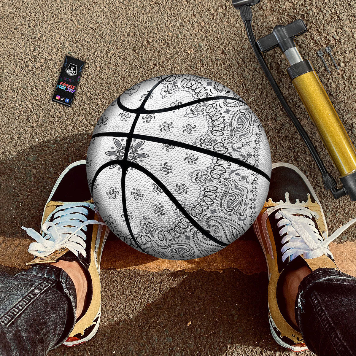Bandana White And Black Print Basketball