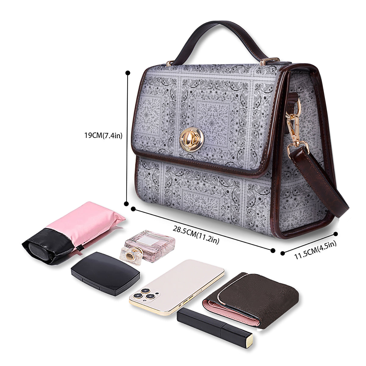 Bandana White Paisley Print Pattern Women's Satchel Bag