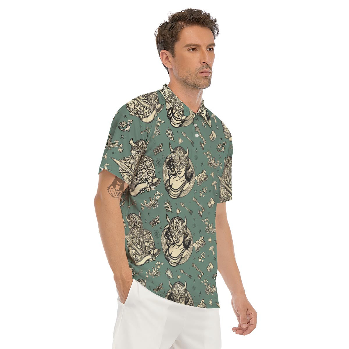 Barbarian Warrior Viking Norse Men's Golf Shirts-grizzshop