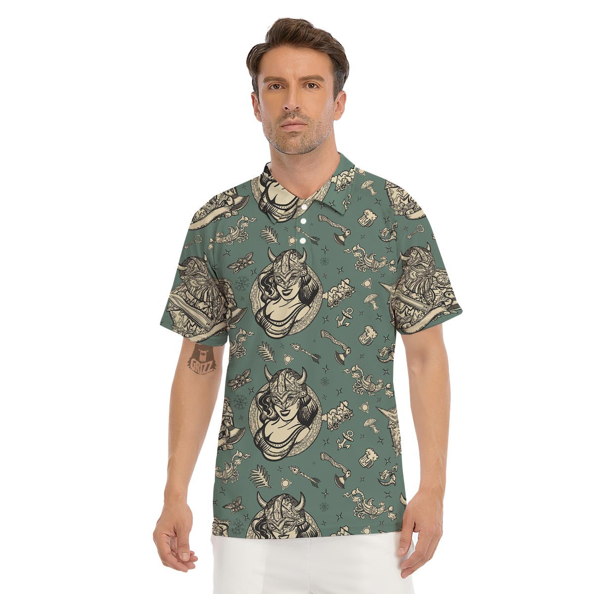 Barbarian Warrior Viking Norse Men's Golf Shirts-grizzshop