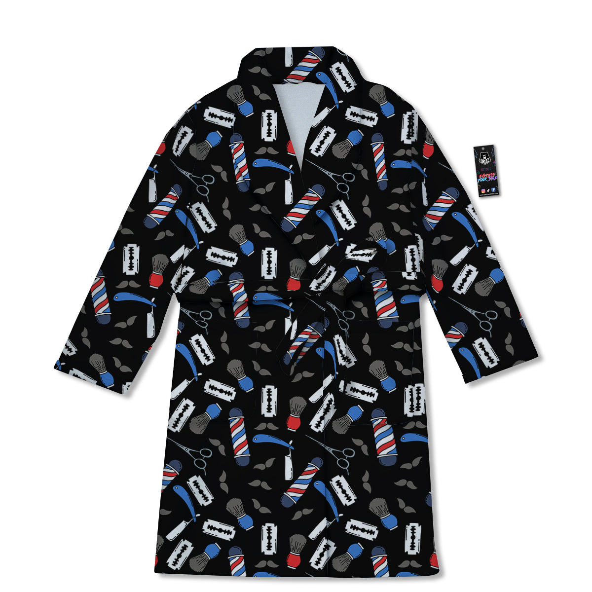Barber Equipment Print Pattern Bathrobe-grizzshop