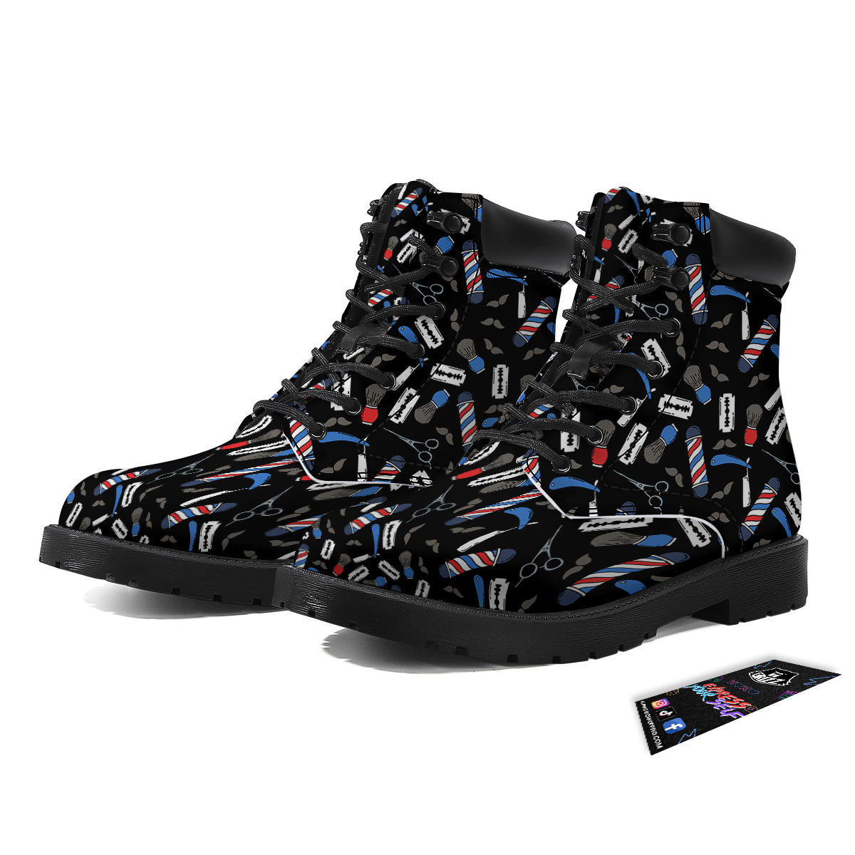 Barber Equipment Print Pattern Boots-grizzshop