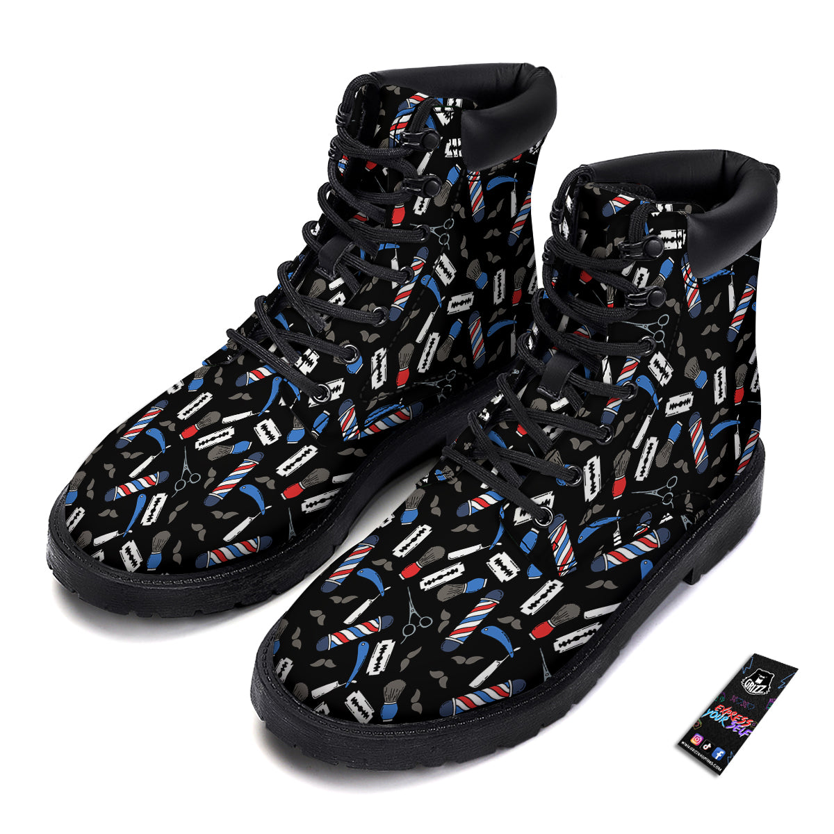 Barber Equipment Print Pattern Boots-grizzshop