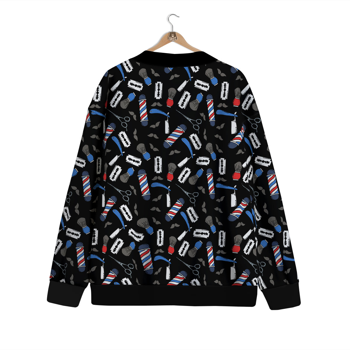 Barber Equipment Print Pattern Cardigan-grizzshop