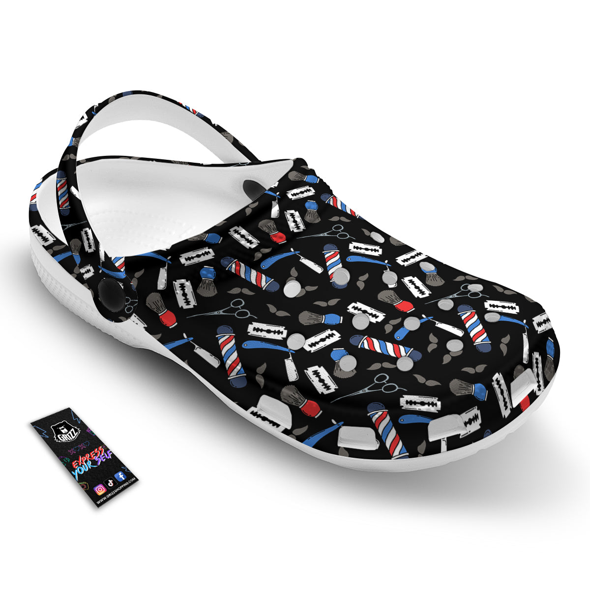 Barber Equipment Print Pattern Clog-grizzshop