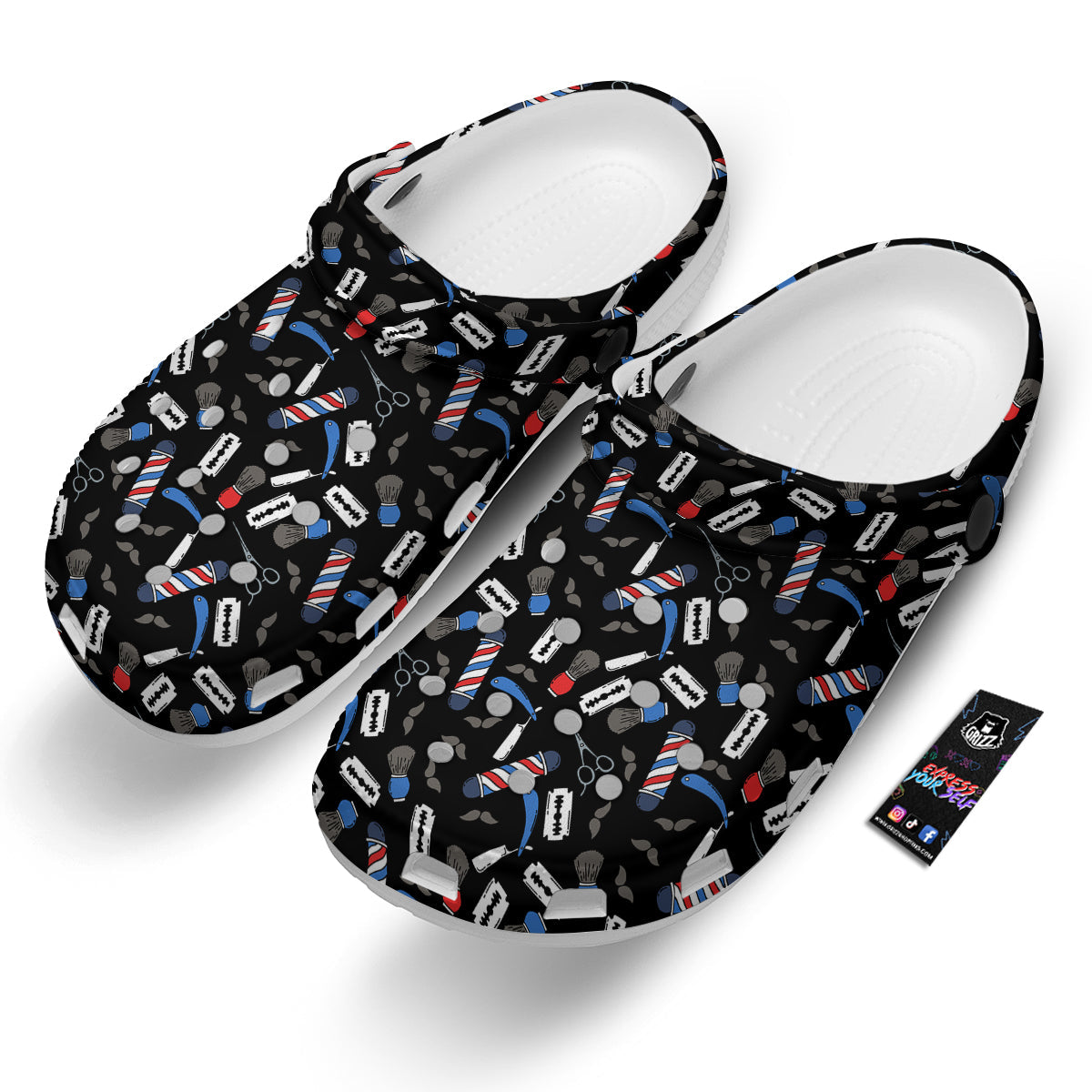 Barber Equipment Print Pattern Clog-grizzshop