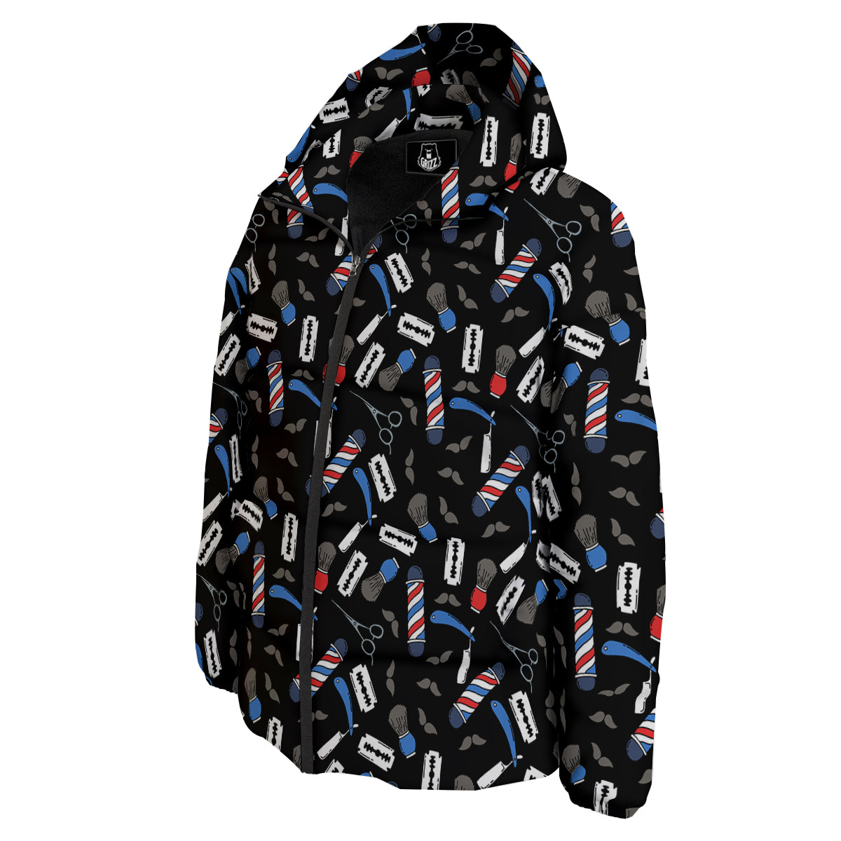 Barber Equipment Print Pattern Down Jacket-grizzshop